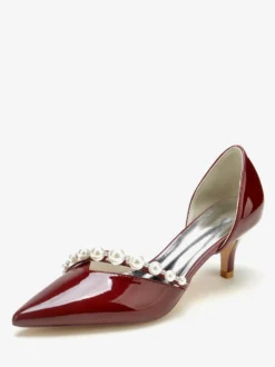 Chaussures De Mariage Escarpins De Mariée Vernis Bout Pointu Perles