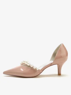 Chaussures De Mariage Escarpins De Mariée Vernis Bout Pointu Perles