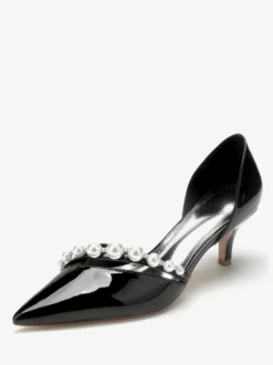 Chaussures De Mariage Escarpins De Mariée Vernis Bout Pointu Perles