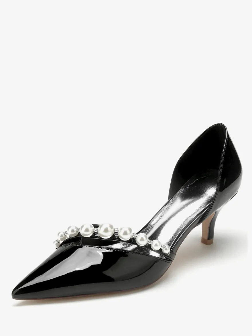 Chaussures De Mariage Escarpins De Mariée Vernis Bout Pointu Perles