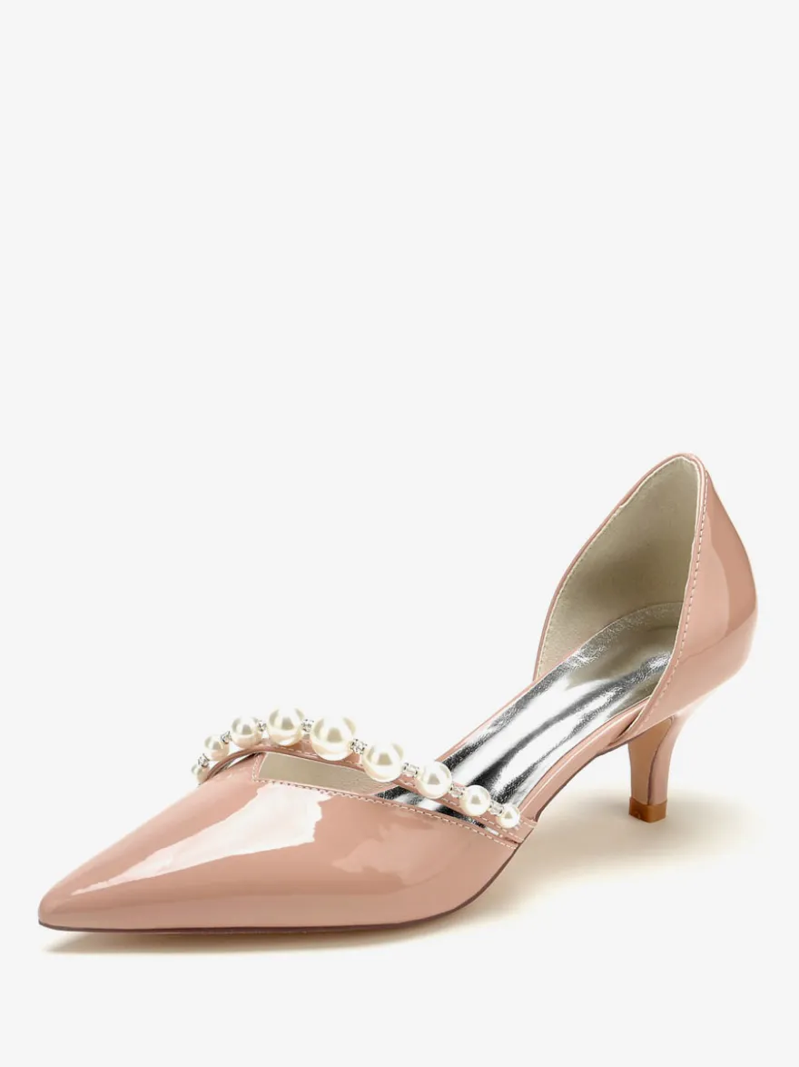 Chaussures De Mariage Escarpins De Mariée Vernis Bout Pointu Perles