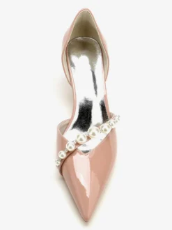 Chaussures De Mariage Escarpins De Mariée Vernis Bout Pointu Perles
