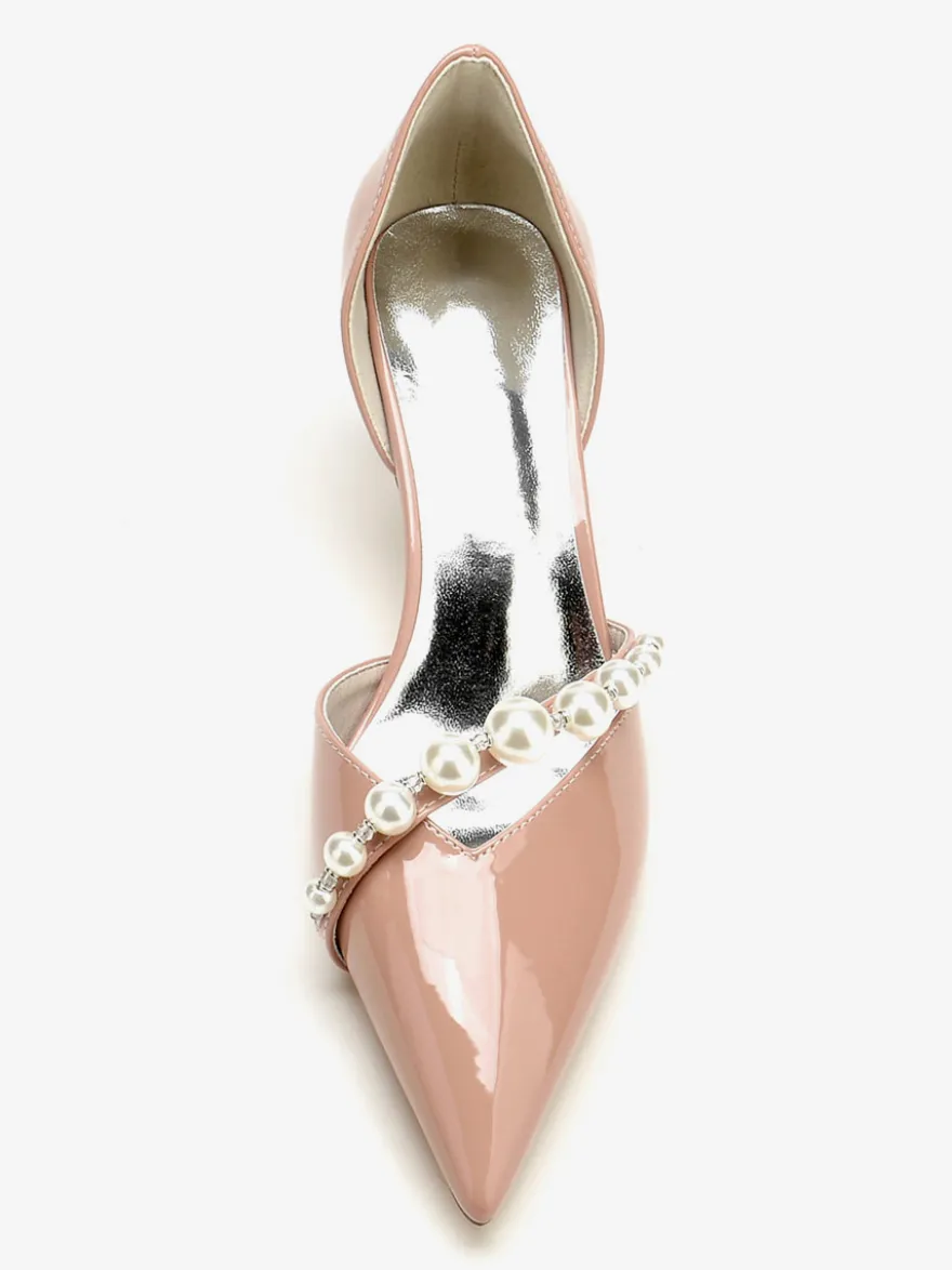 Chaussures De Mariage Escarpins De Mariée Vernis Bout Pointu Perles