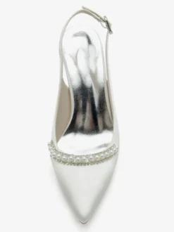 Chaussures de mariage Escarpins de mariée Soie et satin Bout pointu Perles