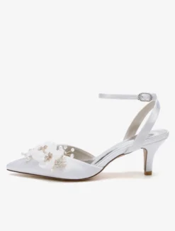 Chaussures de mariage Escarpins de mariée en satin à bout pointu