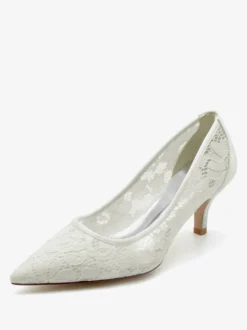 Chaussures De Mariage Escarpins De Mariée Dentelle Femme Bout Pointu