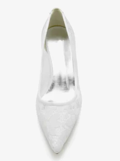 Chaussures De Mariage Escarpins De Mariée Dentelle Femme Bout Pointu