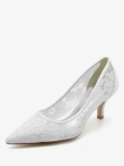 Chaussures De Mariage Escarpins De Mariée Dentelle Femme Bout Pointu