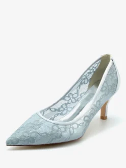 Chaussures De Mariage Escarpins De Mariée Dentelle Femme Bout Pointu