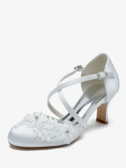 Chaussures de mariage Escarpins de mariée en satin à bout rond