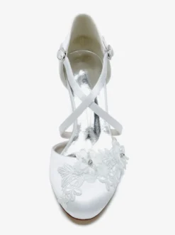 Chaussures de mariage Escarpins de mariée en satin à bout rond