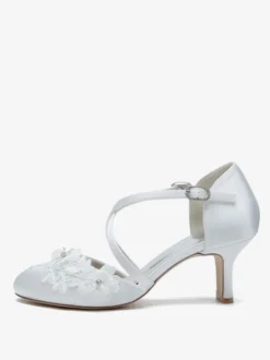 Chaussures de mariage Escarpins de mariée en satin à bout rond