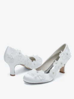 Chaussures de mariage Escarpins de mariée en satin à bout rond