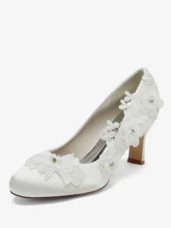 Chaussures de mariage Escarpins de mariée en satin à bout rond