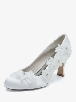 Chaussures de mariage Escarpins de mariée en satin à bout rond