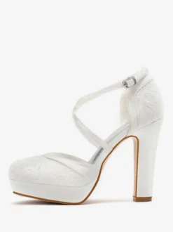 Chaussures de mariage Escarpins de mariée à bout rond brodés
