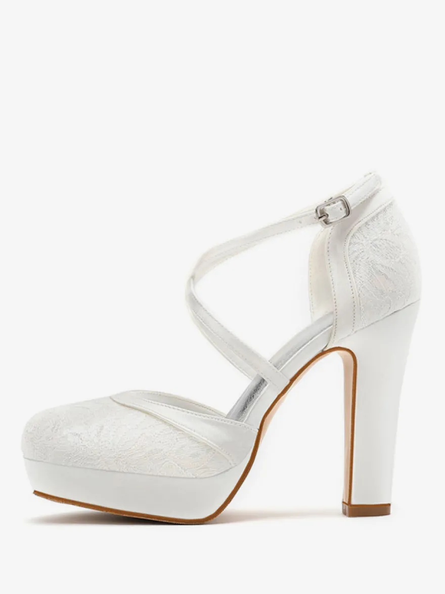 Chaussures de mariage Escarpins de mariée à bout rond brodés