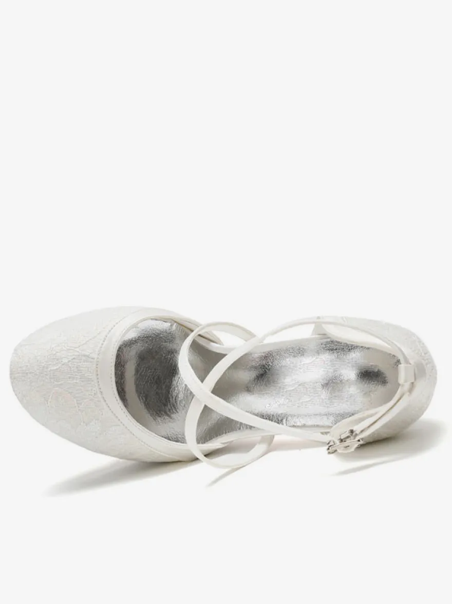 Chaussures de mariage Escarpins de mariée à bout rond brodés