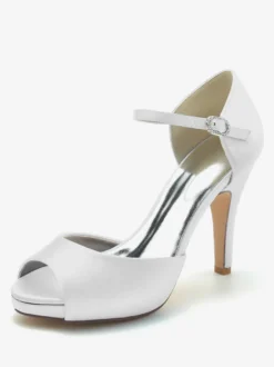 Chaussures de mariage Escarpins de mariée en satin à bout ouvert