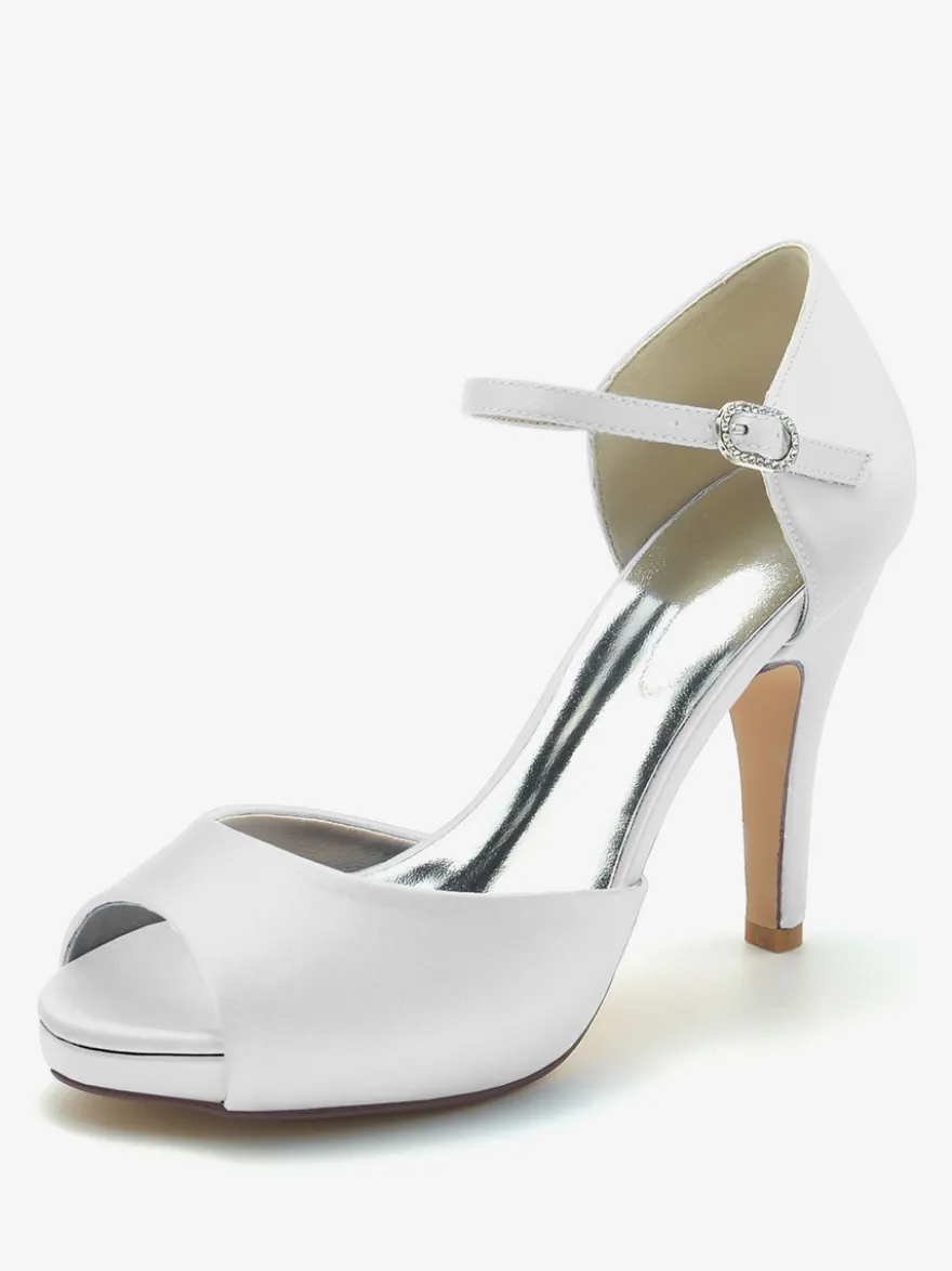 Chaussures de mariage Escarpins de mariée en satin à bout ouvert