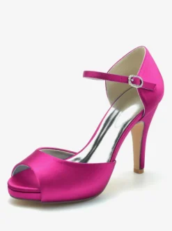 Chaussures de mariage Escarpins de mariée en satin à bout ouvert