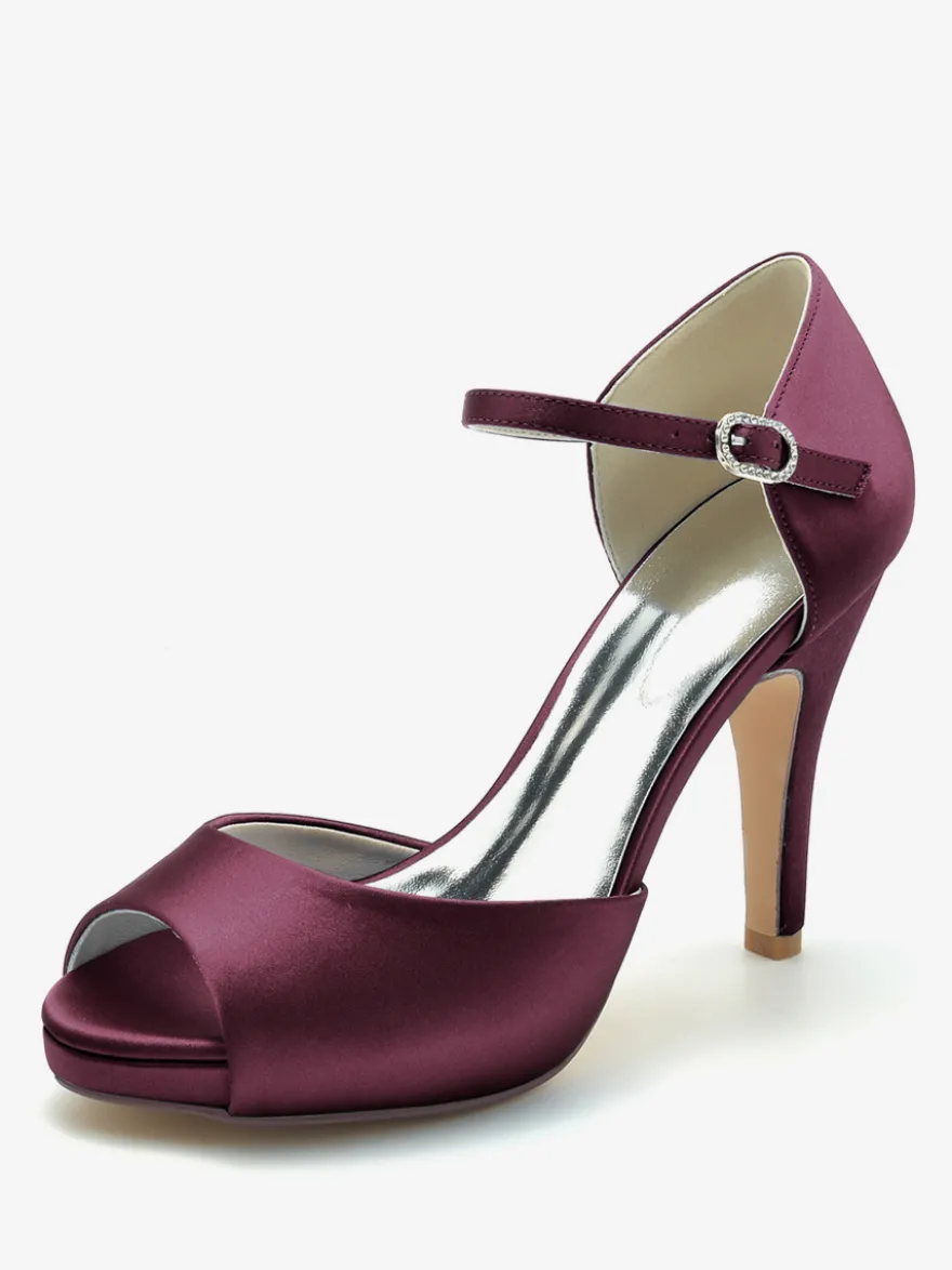 Chaussures de mariage Escarpins de mariée en satin à bout ouvert