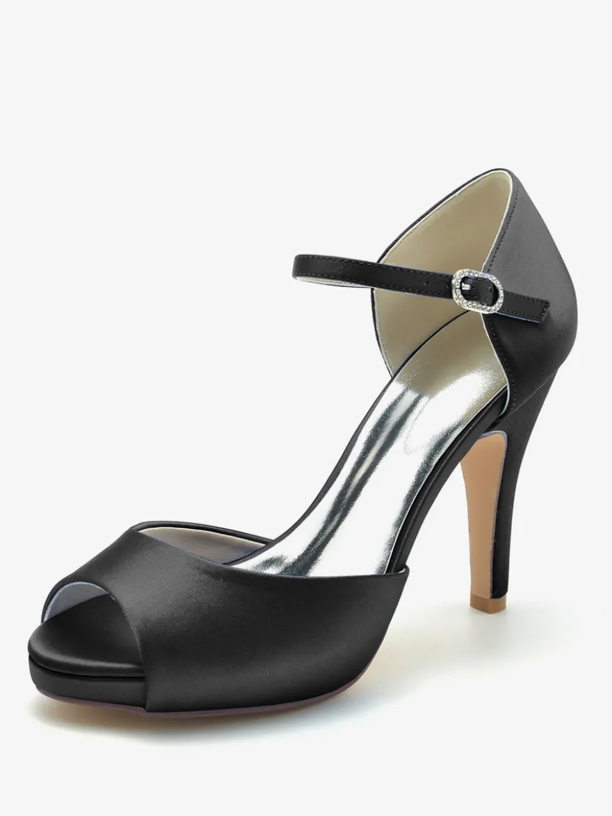 Chaussures de mariage Escarpins de mariée en satin à bout ouvert