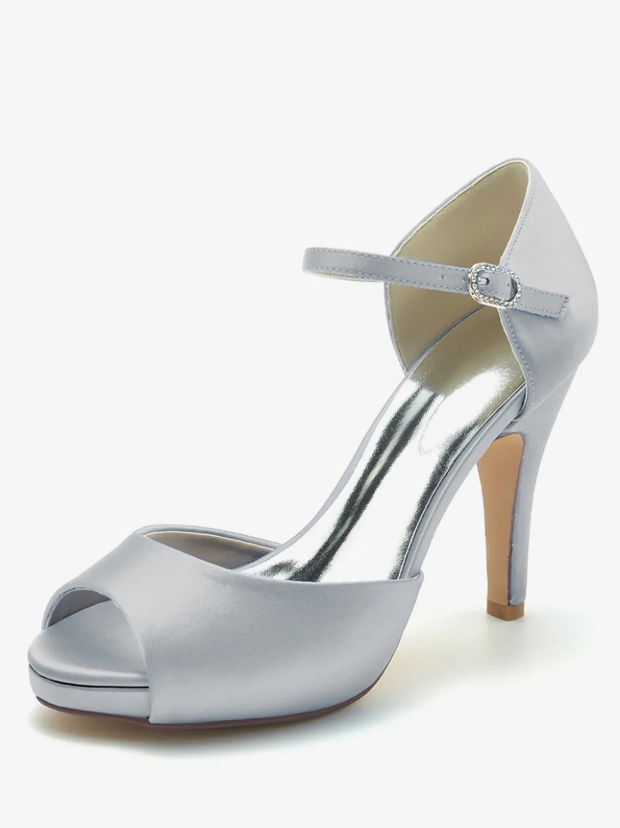 Chaussures de mariage Escarpins de mariée en satin à bout ouvert