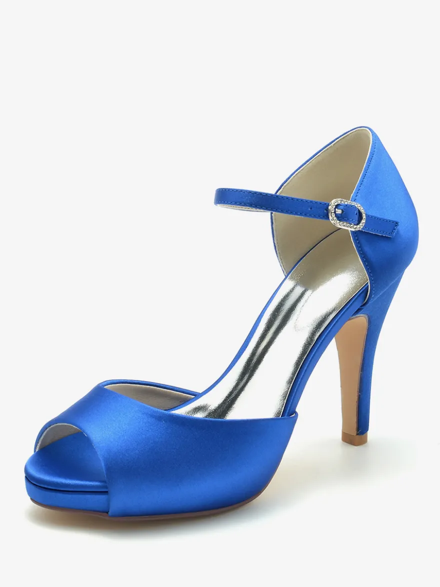 Chaussures de mariage Escarpins de mariée en satin à bout ouvert