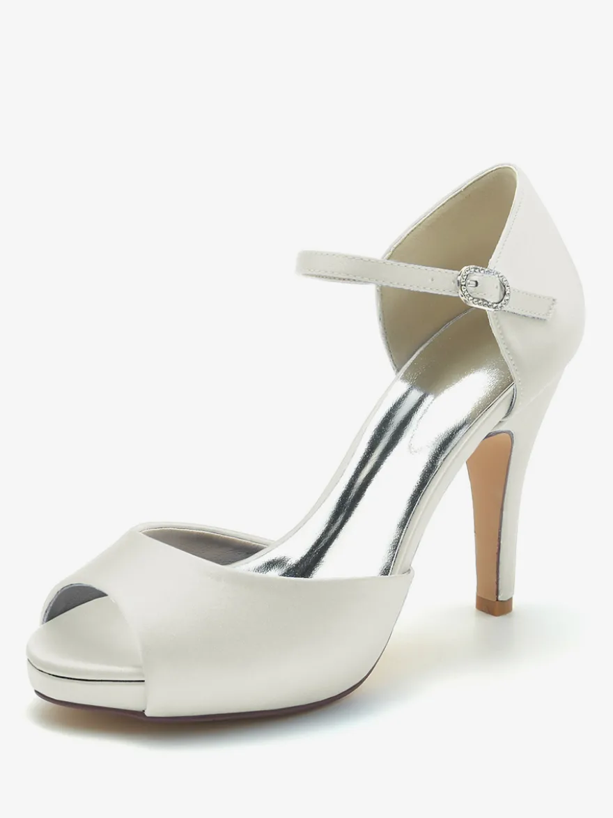 Chaussures de mariage Escarpins de mariée en satin à bout ouvert