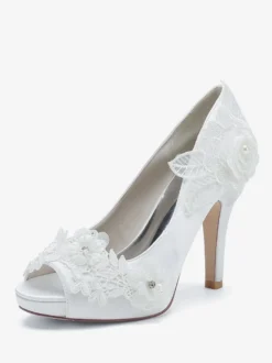 Chaussures de mariage Escarpins de mariée Satin Peep Toe
