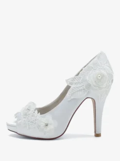 Chaussures de mariage Escarpins de mariée Satin Peep Toe