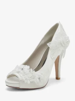 Chaussures de mariage Escarpins de mariée Satin Peep Toe