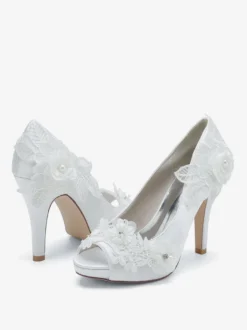 Chaussures de mariage Escarpins de mariée Satin Peep Toe