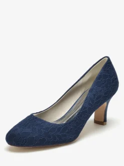 Chaussures de mariage Escarpins de mariée Dentelle Bout rond Brodé
