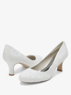 Chaussures de mariage Escarpins de mariée Dentelle Bout rond Brodé