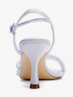 Chaussures de mariage ivoire à talons hauts en résille et perles pour invitées de mariage
