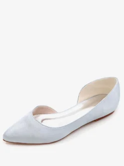 Chaussures de Mariage 2026 Ivoire Satin Bout ouvert Escarpins Plat Chaussures de Mère