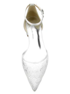 Chaussures de Mariage Plate Femme avec Bout Pointu en Paillette Unicolore