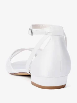 Chaussures de mariage plates en dentelle bout ouvert bride à la cheville