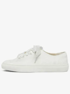 Chaussures de mariage pour femmes en toile à bout rond chaussures de baskets de mariée plates