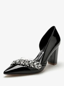 Chaussures De Mariage Sandales De Mère De Mariée Vernis Haut Bout Pointu Strass