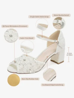 Chaussures de mariage sandales de mariée à bout ouvert en sequins ivoire