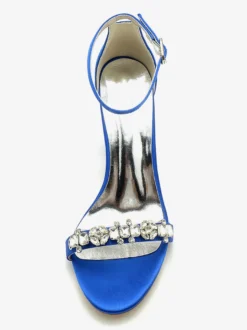 Chaussures de mariage Satin Bordeaux Strass Sandales de mariage à bout ouvert