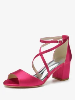 Chaussures de Mariages Femme à Talons Hauts avec Bout Ouvert Unicolore