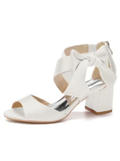 Chaussures de Mariages Femme à Talons Hauts avec Bout Ouvert Unicolore