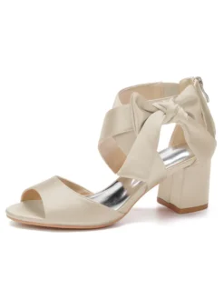 Chaussures de Mariages Femme à Talons Hauts avec Bout Ouvert Unicolore