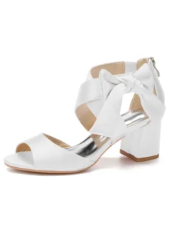 Chaussures de Mariages Femme à Talons Hauts avec Bout Ouvert Unicolore