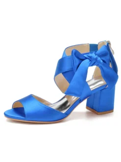 Chaussures de Mariages Femme à Talons Hauts avec Bout Ouvert Unicolore