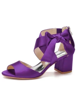 Chaussures de Mariages Femme à Talons Hauts avec Bout Ouvert Unicolore